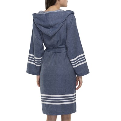 Krem Sultan Bathrobe with Hood Navy