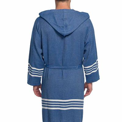 Krem Sultan Bathrobe with Hood Royal Blue