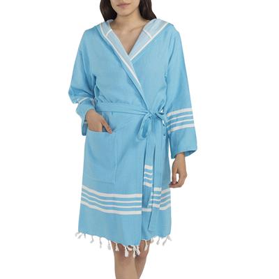 Krem Sultan Bathrobe with Hood Turquoise