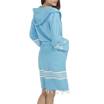 Krem Sultan Bathrobe with Hood Turquoise