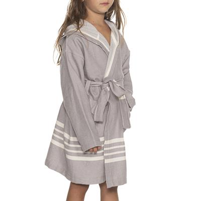 Krem Sultan with Hood Kids Bathrobe Light Grey