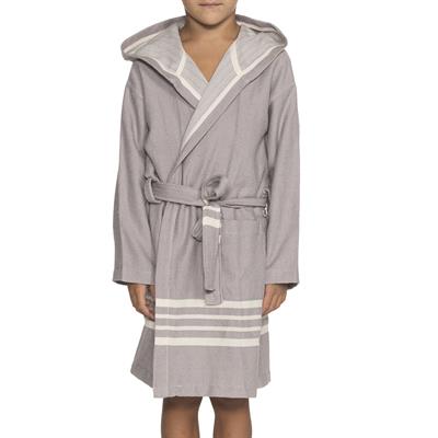 Krem Sultan with Hood Kids Bathrobe Light Grey