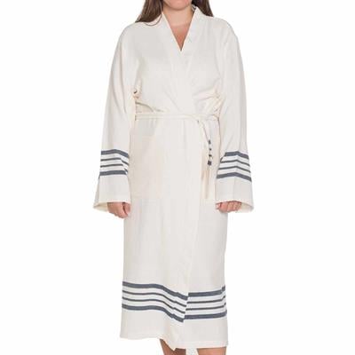 Krem Sultan Bathrobe Kimono Natural - Navy