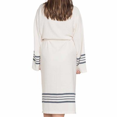 Krem Sultan Bathrobe Kimono Natural - Navy