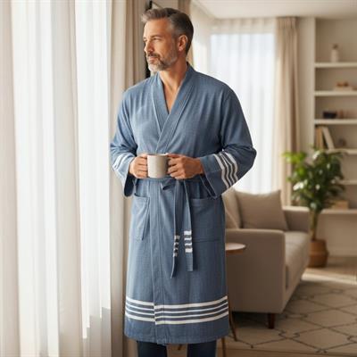 Krem Sultan Bathrobe Kimono Navy