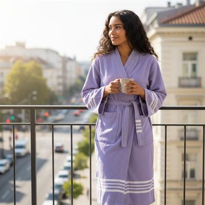 Krem Sultan Bathrobe Kimono Lilac