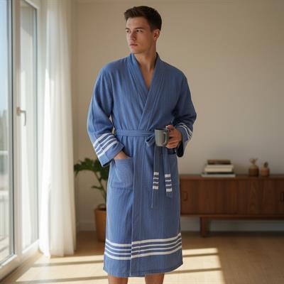 Krem Sultan Bathrobe Kimono Royal Blue