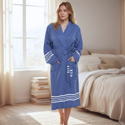 Krem Sultan Bathrobe Kimono Royal Blue