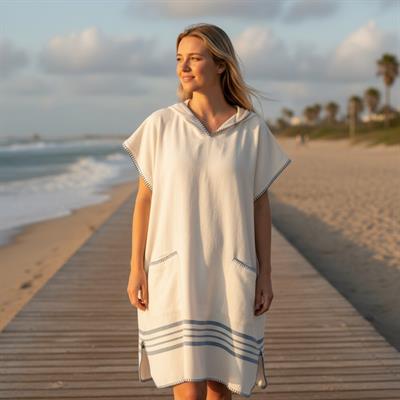 Krem Sultan Poncho Natural - Air Blue