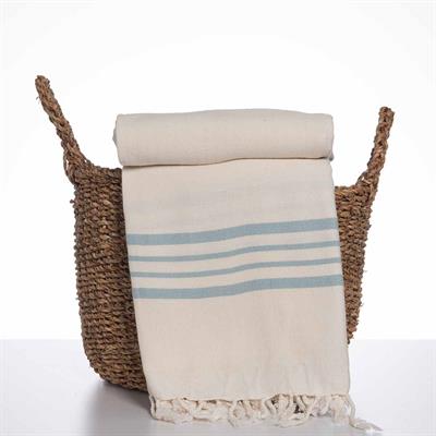 Krem Sultan XL Throw Natural - Light Blue