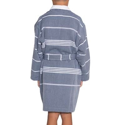 Leyla with Terry Lining Kids Bathrobe Navy