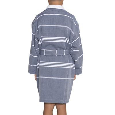 Leyla with Terry Lining Kids Bathrobe Navy