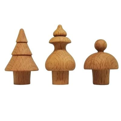 Solid Wood Mixed Bottle Cap 3 Way Set Home Accessories Natural