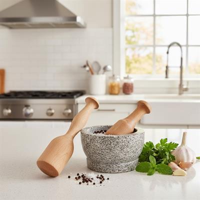 Solid Wood Lathe Mortar Home Accessories Natural