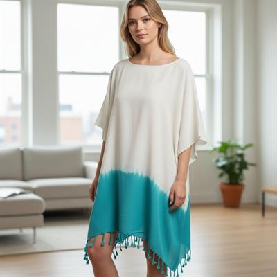 Minzi Tunic Natural - Fanfare Green