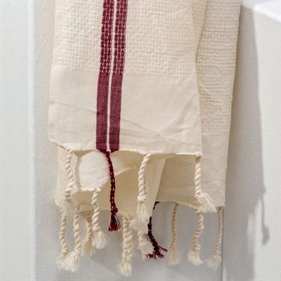 Honeycomb Peshtemal Ecru - Bordeaux