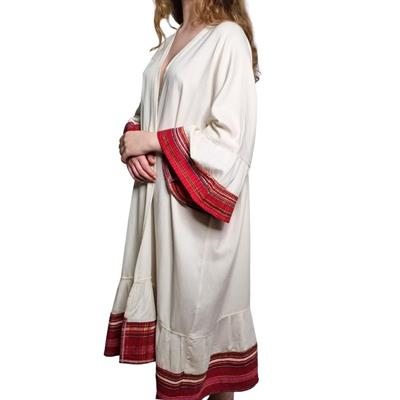 Satin Caftan Natural - Bordeaux