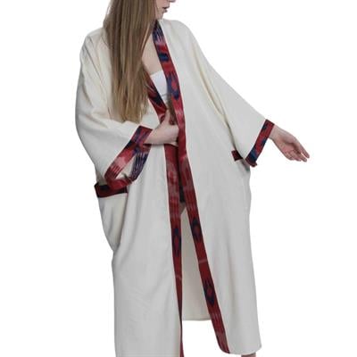 Satin Caftan Natural - Bordeaux
