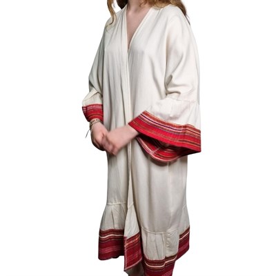Satin Caftan Natural - Bordeaux