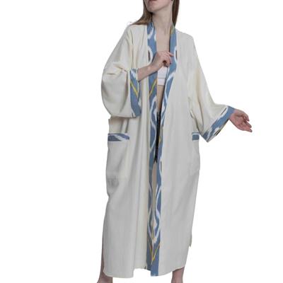 Satin Caftan Natural - Blue