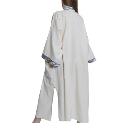 Satin Caftan Natural - Blue