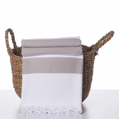 Soho Throw White - Taupe