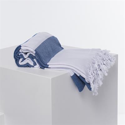 Soho Throw White - Royal Blue