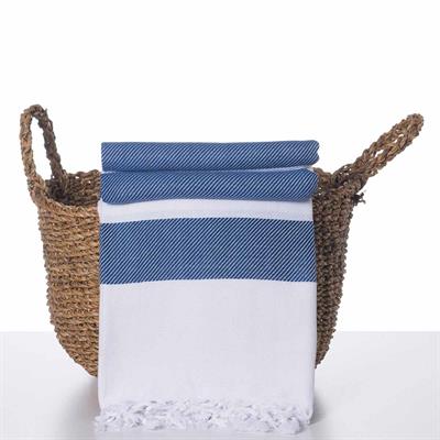 Soho Throw White - Royal Blue