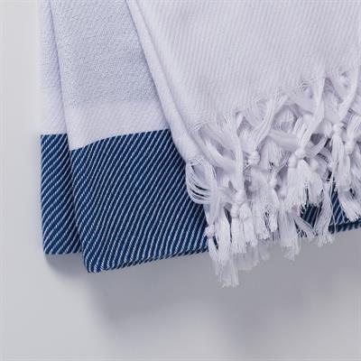 Soho Throw White - Royal Blue