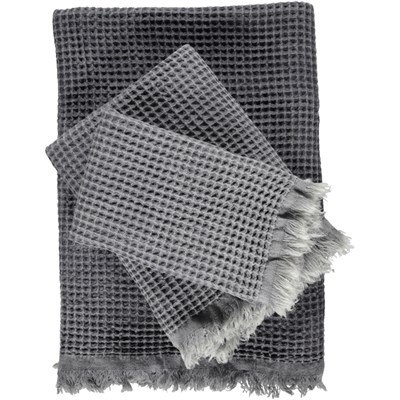 Stone Waffle Throw Dark Grey