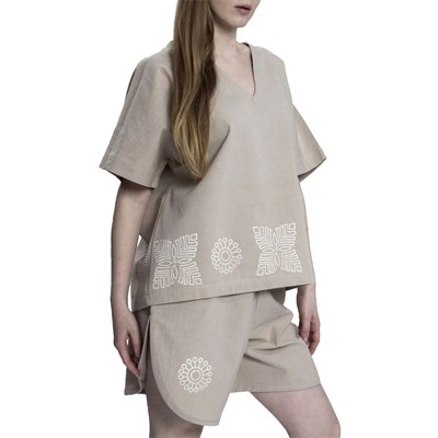 Stone Printed Blouse Taupe