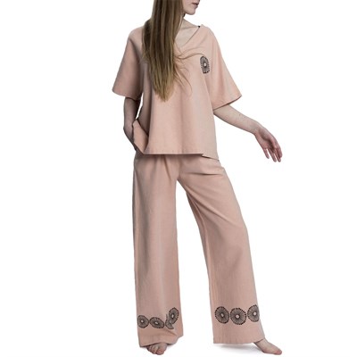 Stone Printed Trousers Rose Pink