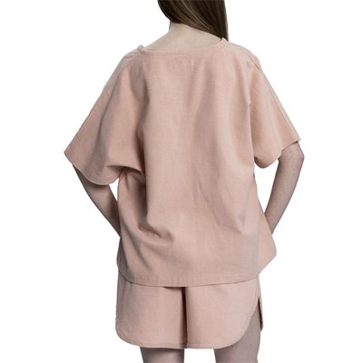 Stone Print Tasseled Blouse Rose Pink