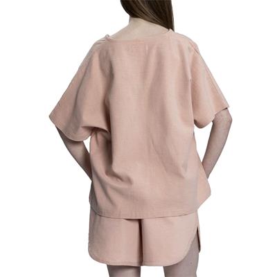 Stone Print Tasseled Blouse Rose Pink