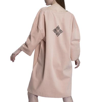 Stone Print Tasseled Dress Rose Pink