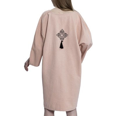 Stone Print Tasseled Dress Rose Pink