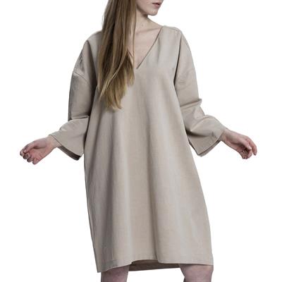 Stone Print Tasseled Dress Taupe