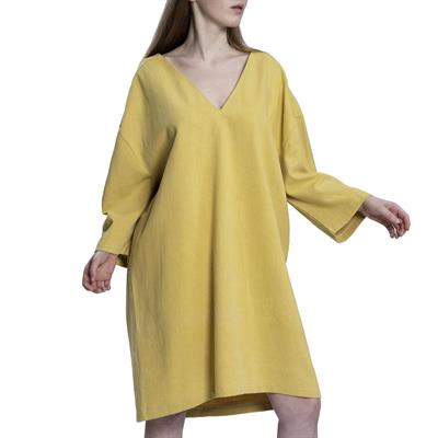 Stone Print Tasseled Dress Yellow