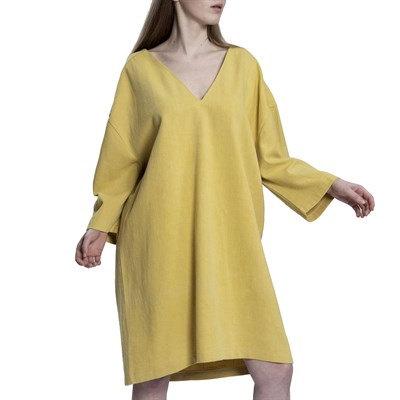Stone Print Tasseled Dress Yellow
