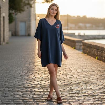 Stone Sultan V Neck w. Hand Beaded Tunic Navy