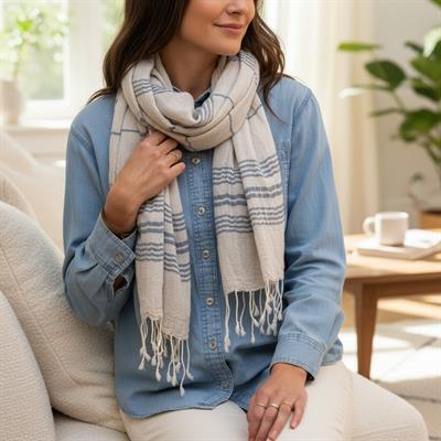 Toprak Peshtemal Taupe - Navy