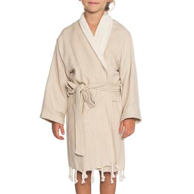 Zigzag Kids Bathrobe Beige