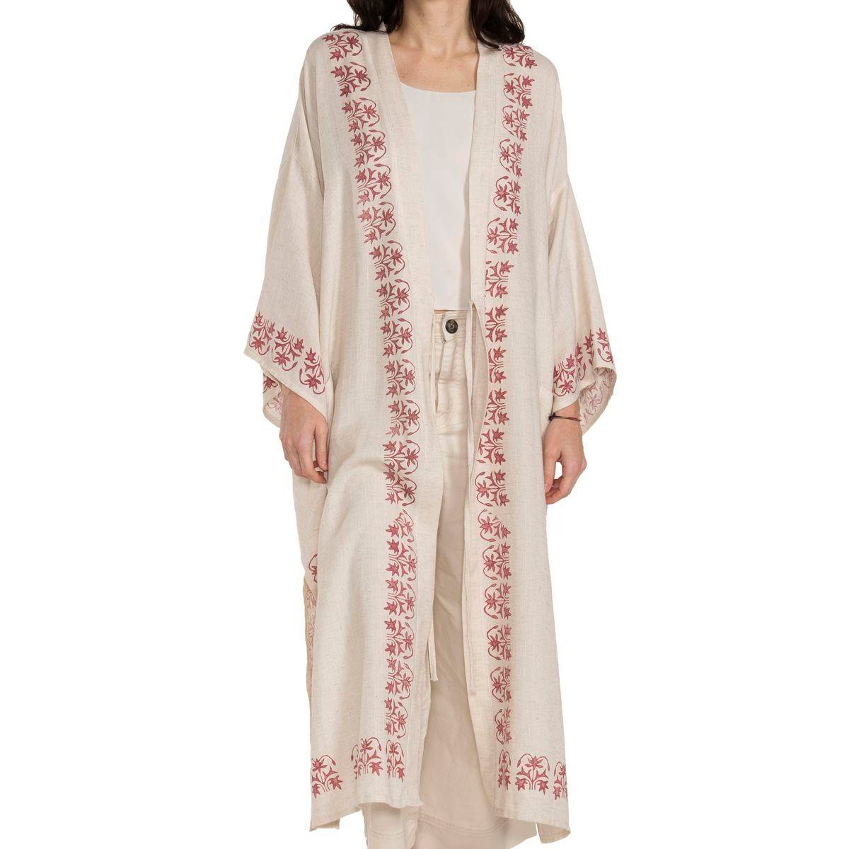 Asena Caftan Natural - Bordeaux