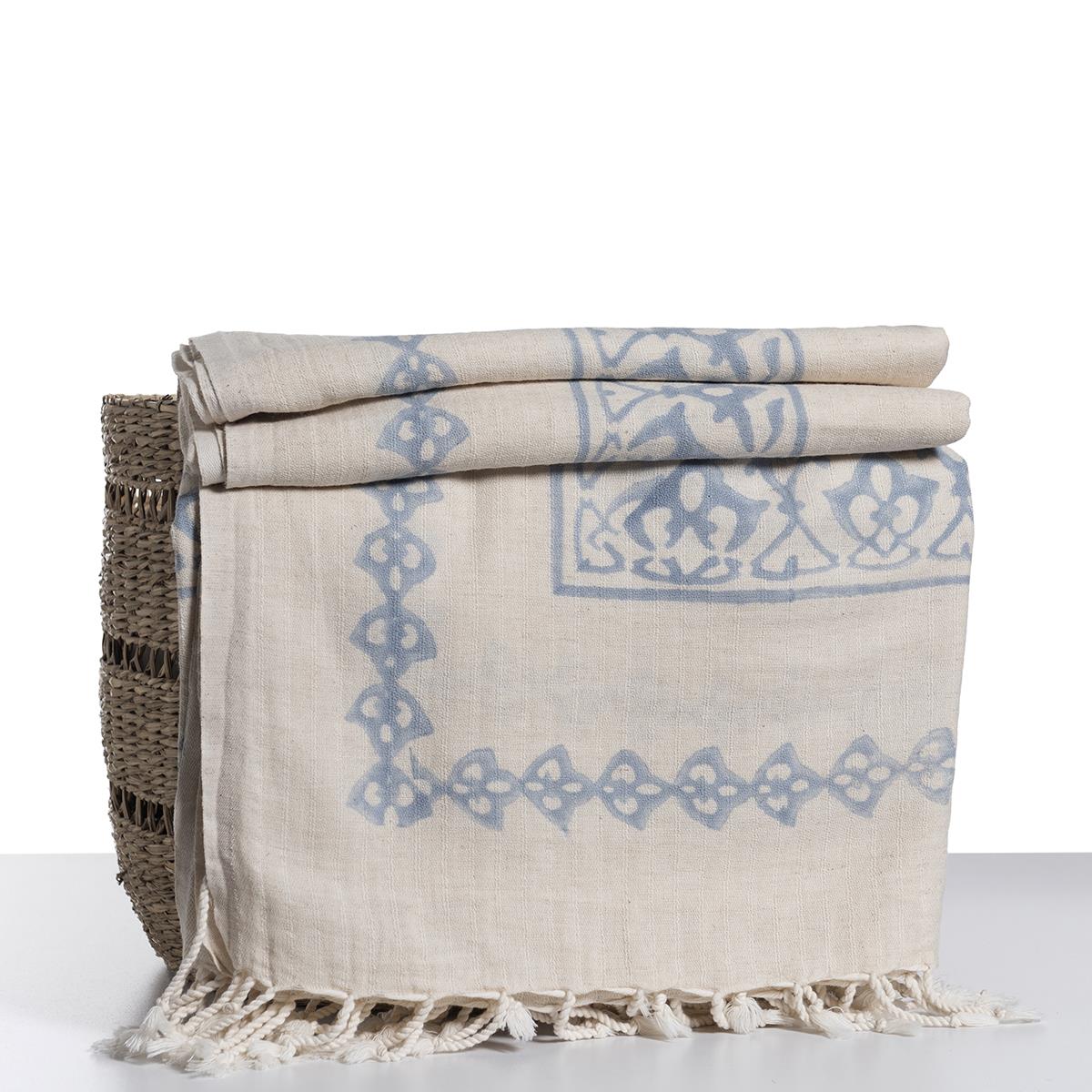 Ayana Throw Natural - Blue