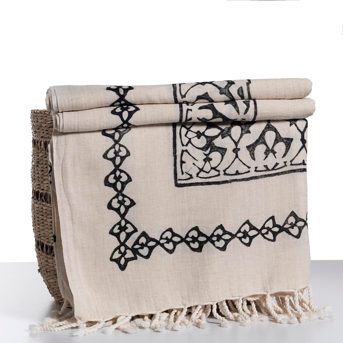 Ayana Throw Natural - Black