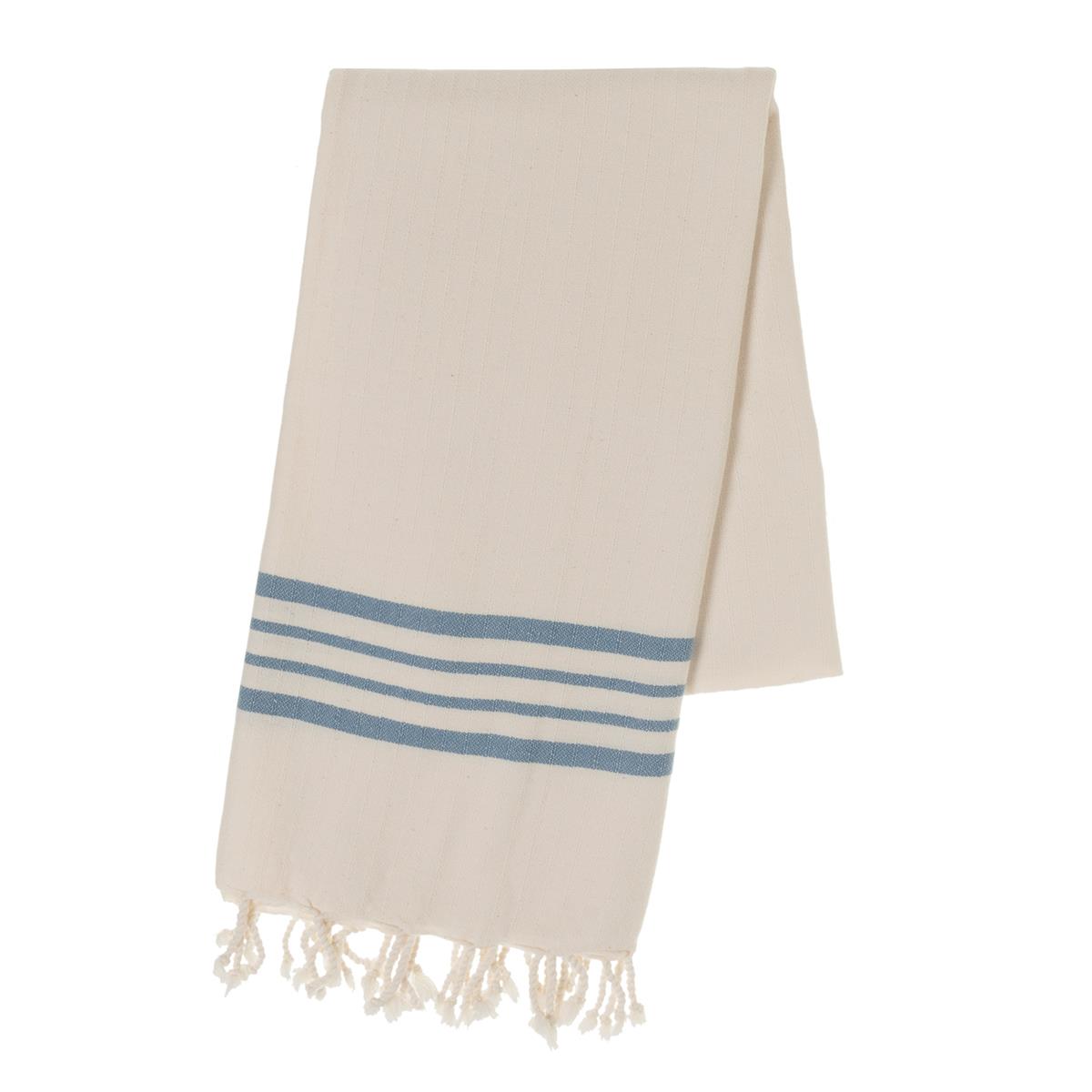 Bath & Beach Towel Krem Sultan Peshtemal Natural - Air Blue