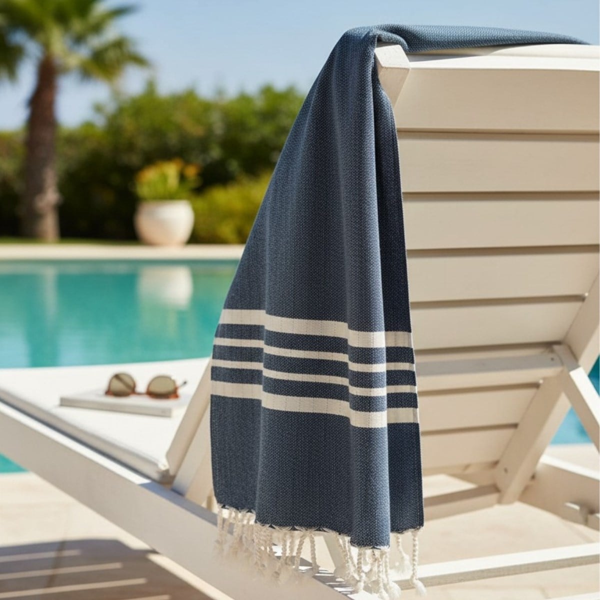 Bath & Beach Towel Krem Sultan Peshtemal Navy