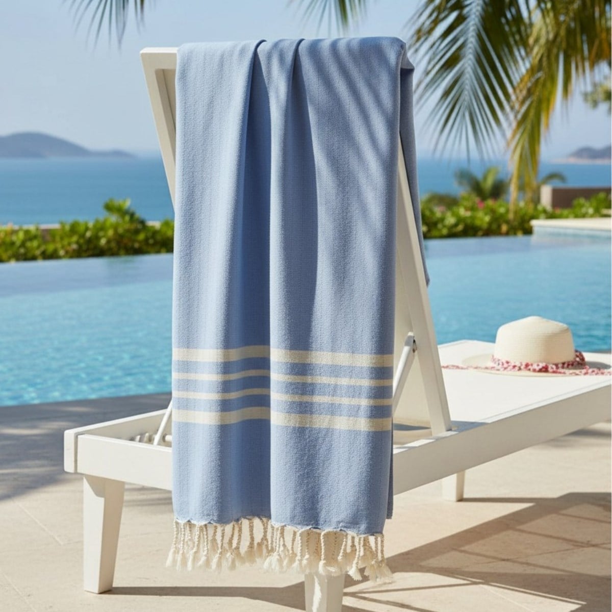 Bath & Beach Towel Krem Sultan Peshtemal Blue
