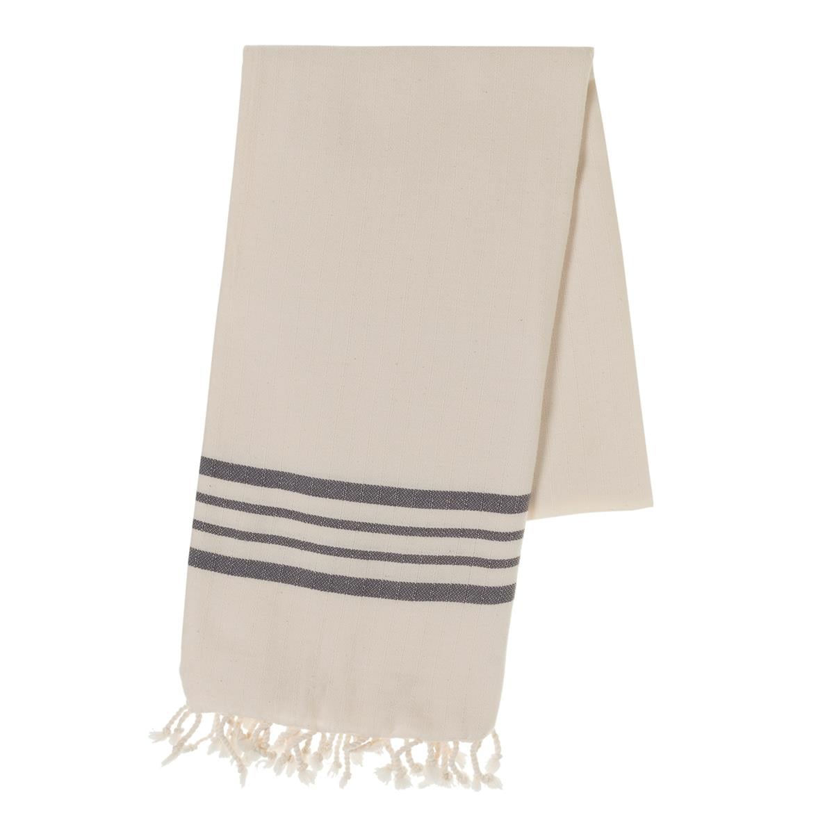 Bath & Beach Towel Krem Sultan Peshtemal Natural - Dark Grey