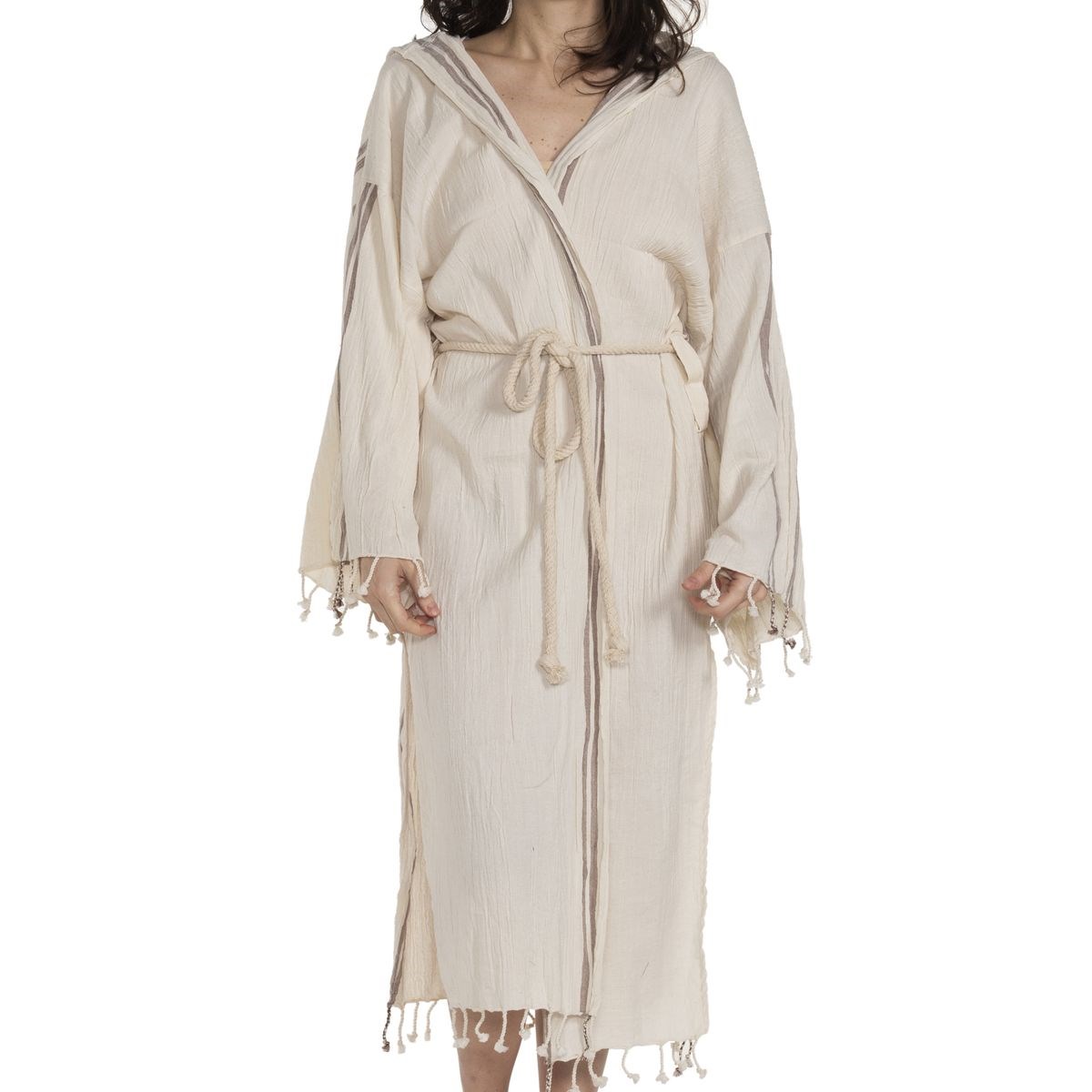 Buse Bathrobe with Hood Natural - Brown